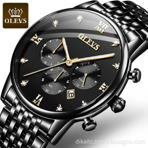 Men Luxury Watch OLEVS Brand Quartz Fashion Business WristWatch OEM with Steel Band Chronograph Waterproof Watches Men Wrist